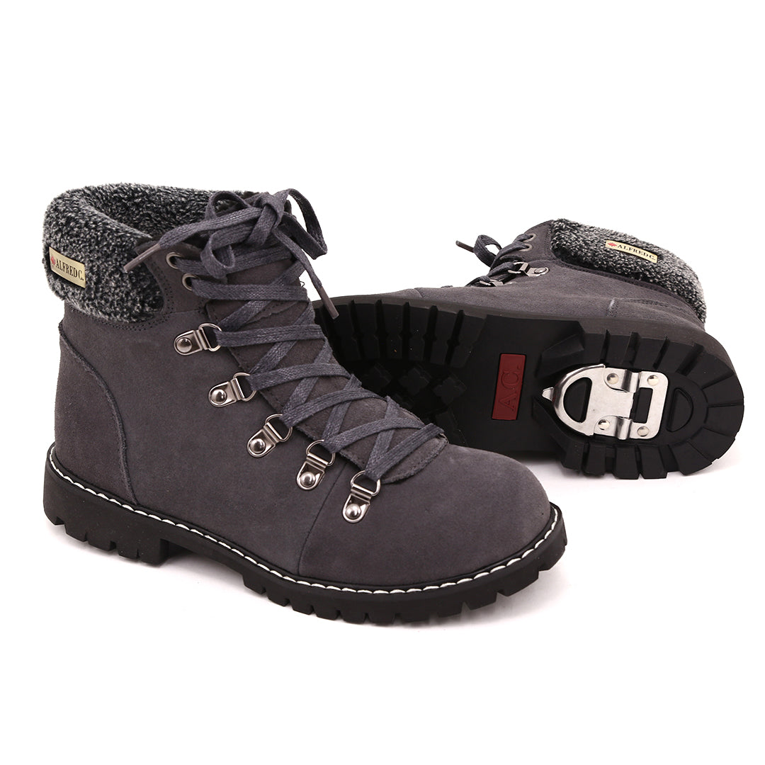 Women s Suede Boot with Cleats Black Red or Grey Amy Alfred