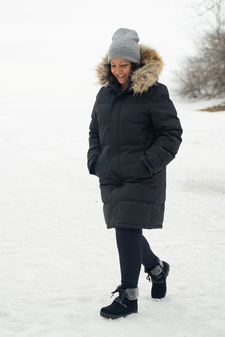 Bottes d'hiver Tamika pour femmes en suède avec crampons rétractables