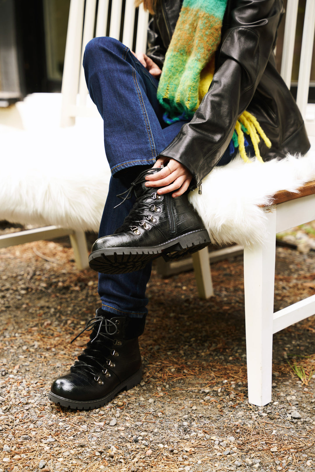 Aisha Croco - Boots in Waterproof Leather with Retractable Cleats