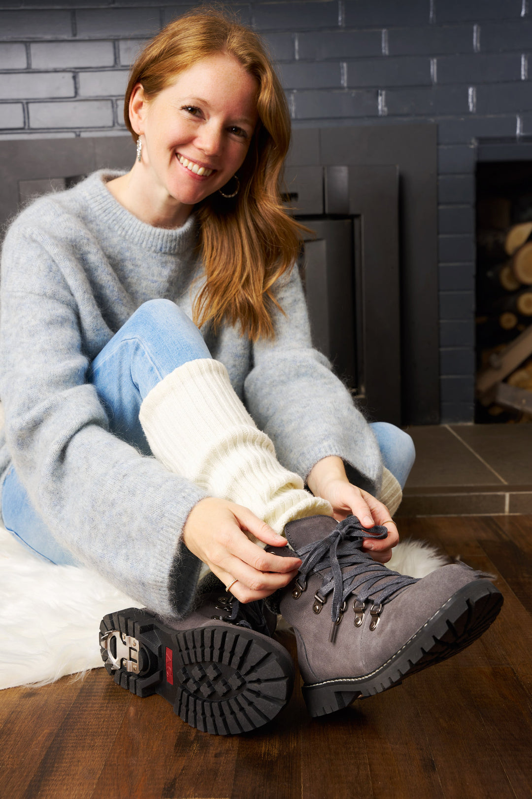 Amy Bottes d'hiver pour femmes en suède avec crampons rétractables