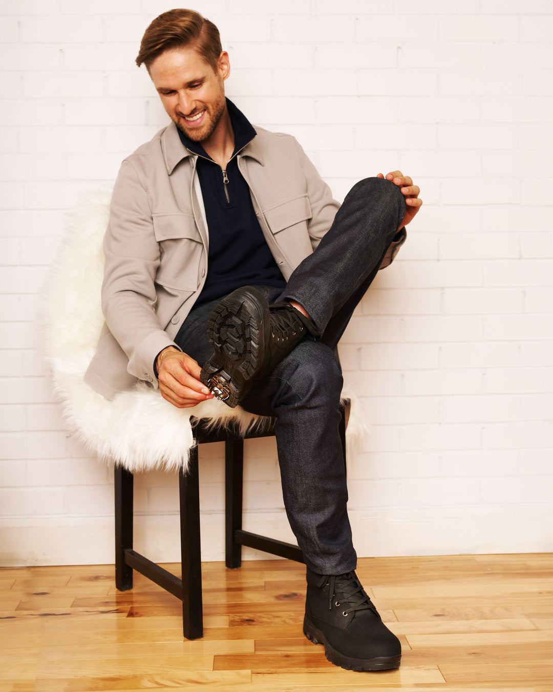 Dylan - Bottes en cuir imperméable avec crampons rétractables
