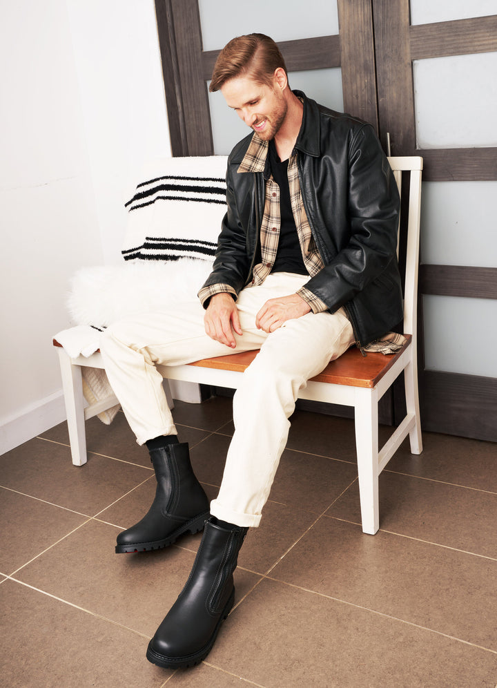 Jerry - Bottes en cuir imperméable avec crampons pivotants