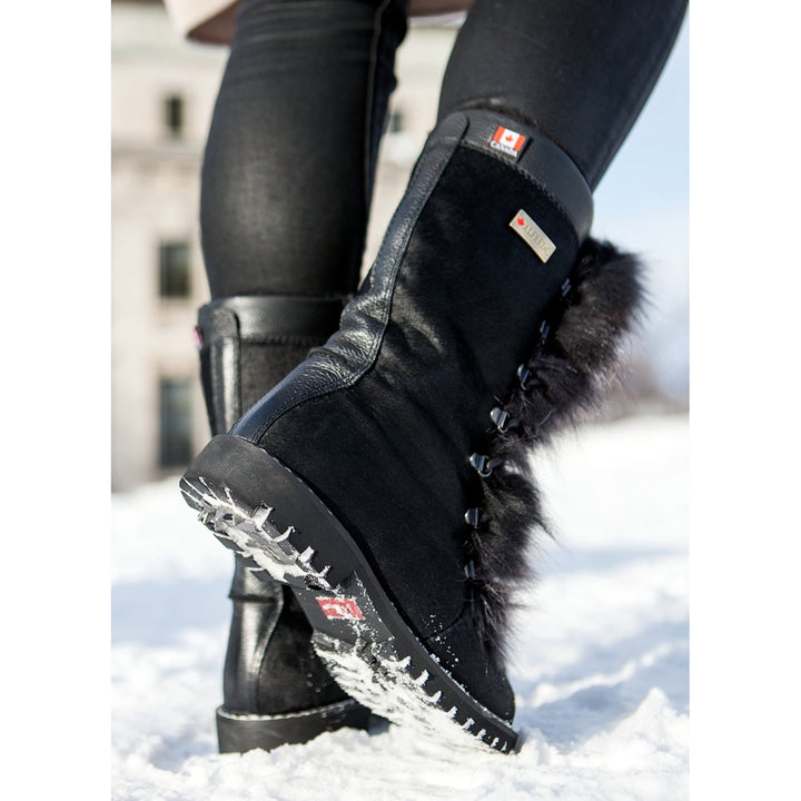 Bella Grande Women's Winter Boots with Recycled Fur and Retractable Cleats