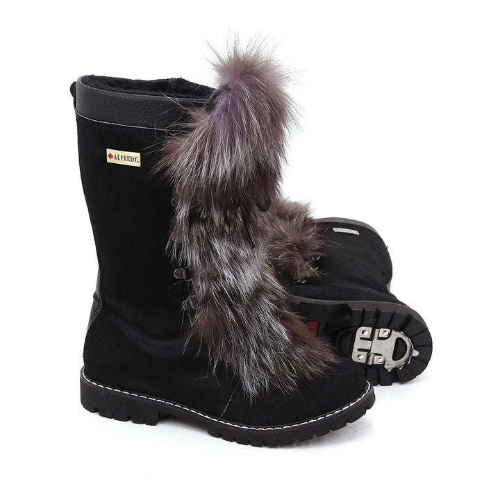 Bella Grande Women's Winter Boots with Recycled Fur and Retractable Cleats