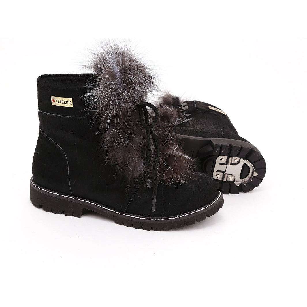 Bella Women's Winter Boot with Recycled Fur and Retractable Cleats