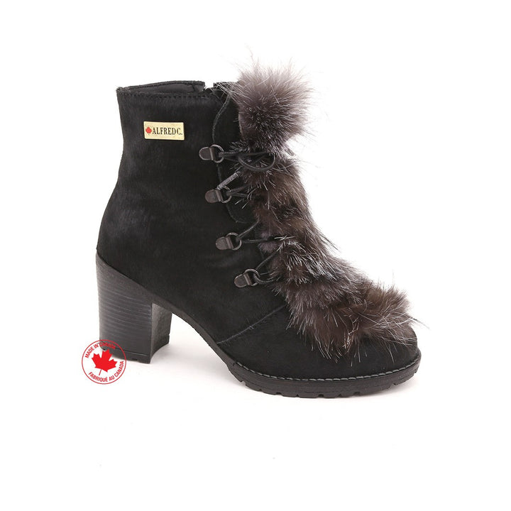 Charlotte Women's Winter Boots in Leather and Recycled Fur