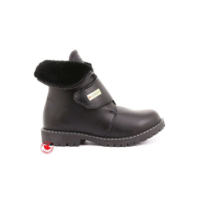 Taffy Bottes d'hiver pour femmes en cuir imperméable avec crampons rétractables