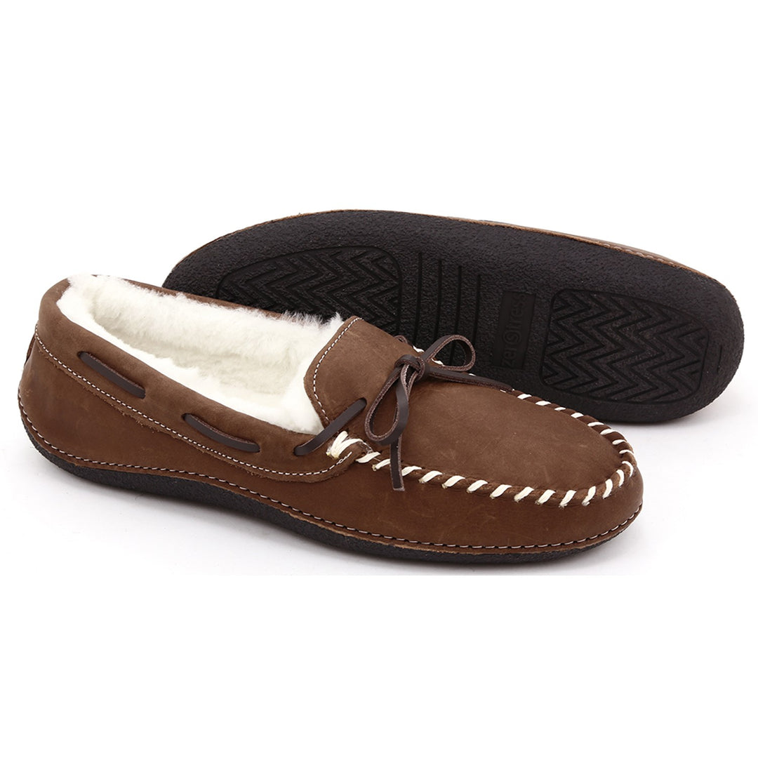 ZEROSTRESS FRANKLIN Men's Moccasins Slippers Leather and Shearling