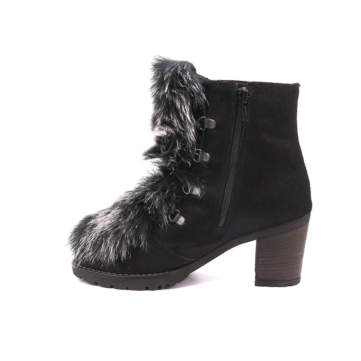 Charlotte - Boots in Leather with Faux Fur
