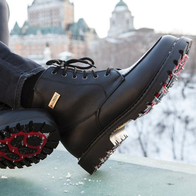 Bottes d'hiver pour hommes James en cuir avec crampons pivotants