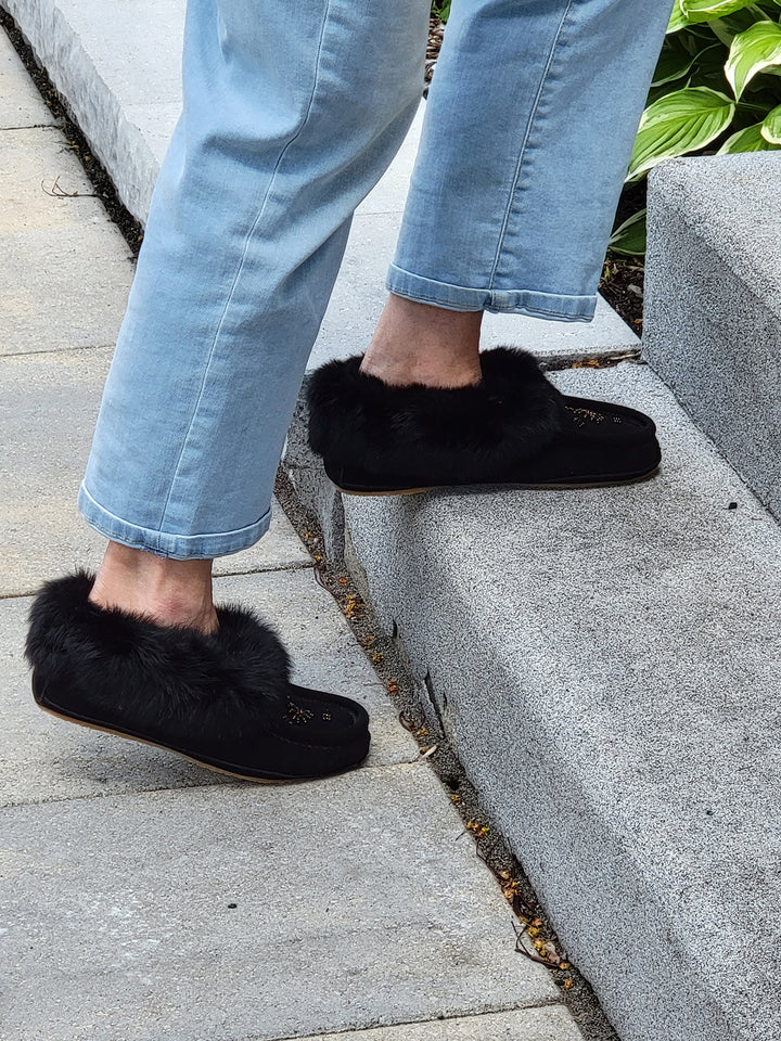 ZEROSTRESS LOLA Women's Moccasins Slippers Suede and Rabbit