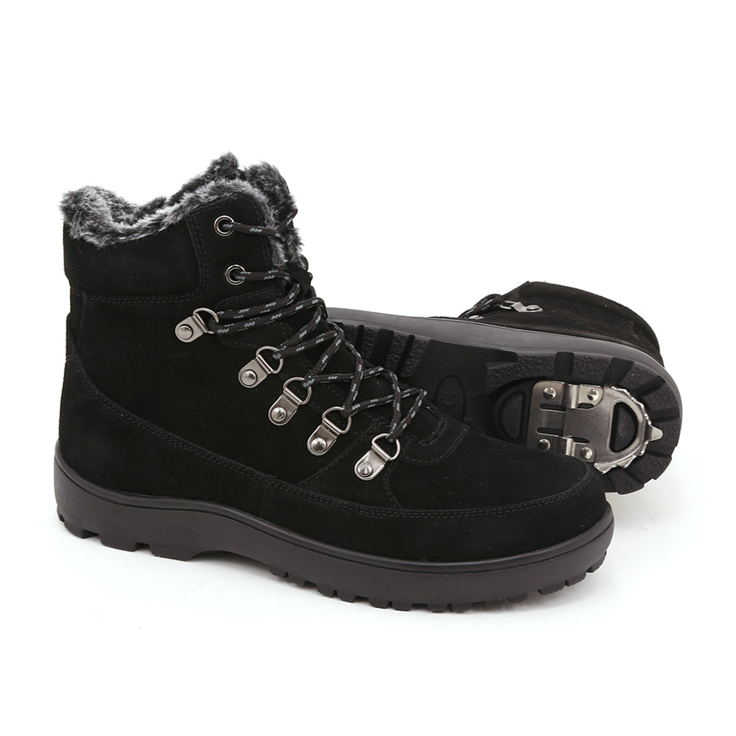 Nancy - Bottes en suède imperméable avec crampons rétractables