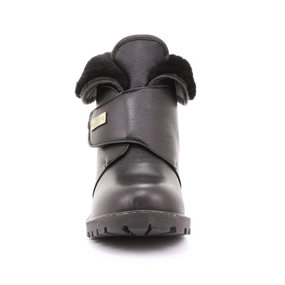 Taffy Bottes d'hiver pour femmes en cuir imperméable avec crampons rétractables