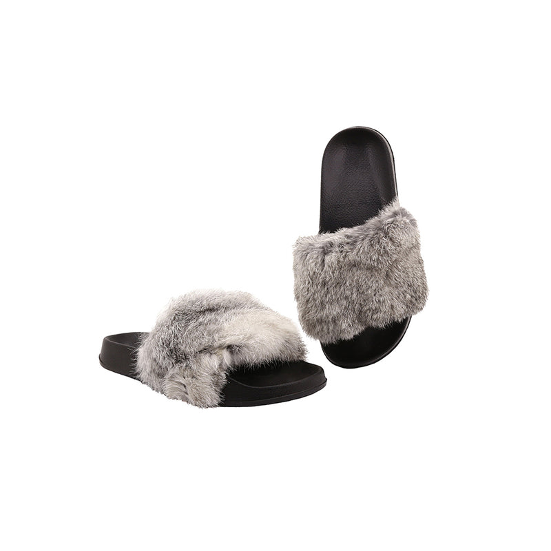 ZEROSTRESS ERICA Sandales pour femmes Chaussons en fourrure de lapin