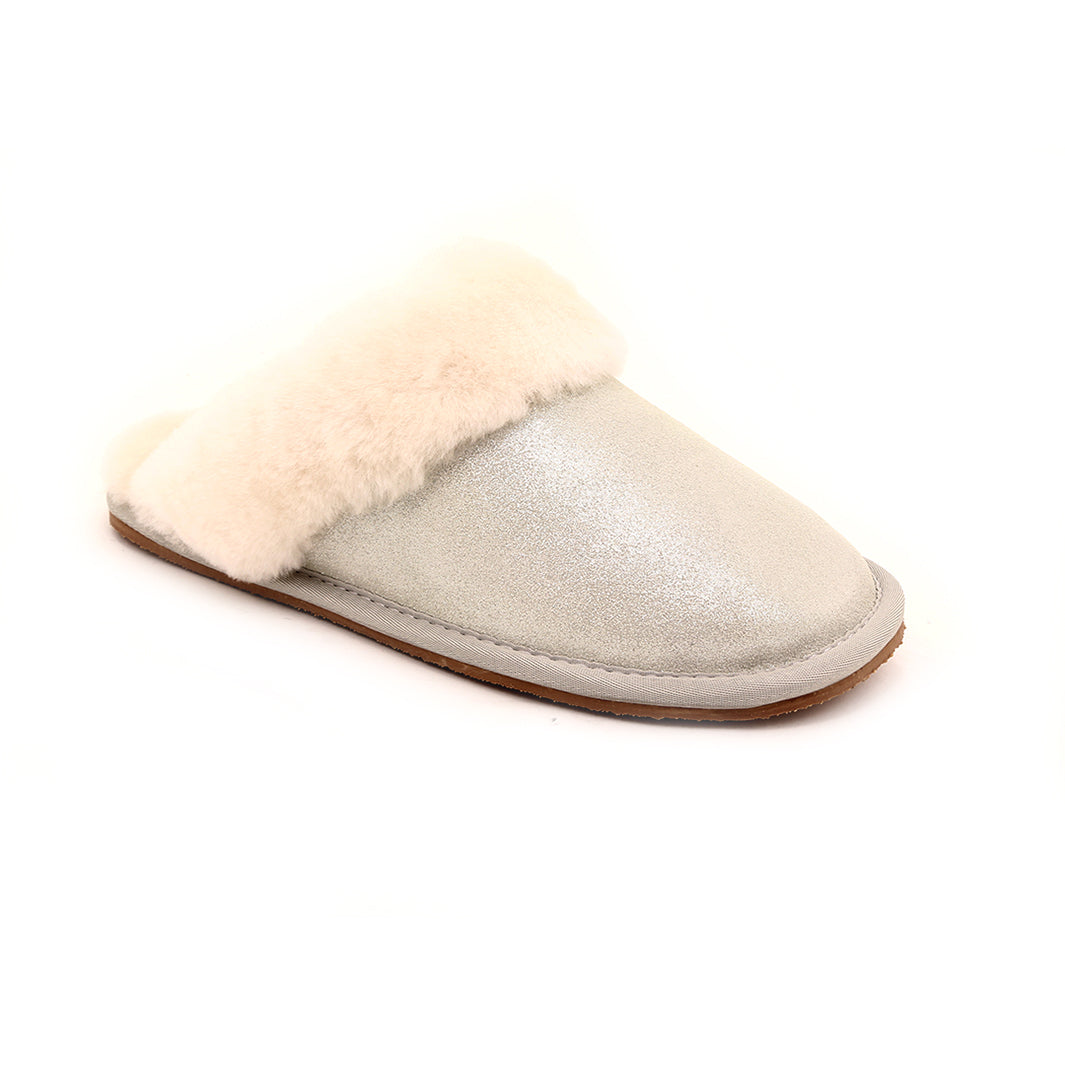 Women s Sheepskin Slippers with TPR Sole Slip On Black or White Alfred Cloutier